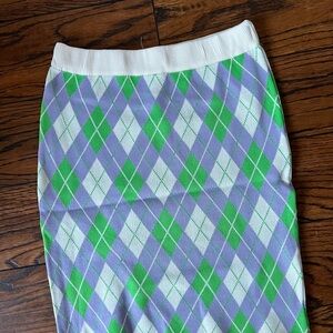 Argyle Patterned Skirt in Green and Purple